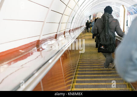 Long escalator in the metro Stock Photo