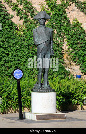 Statue of Vice-Admiral Horatio Nelson (1758-1805) at the South Bastion in Gibraltar Stock Photo