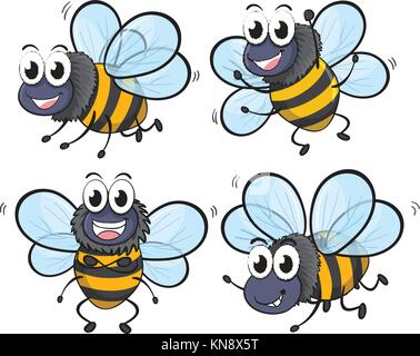 Illustration of bees on a white background Stock Vector