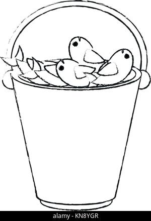 Fishes in bucket Stock Vector