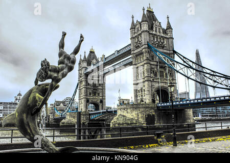 Amazing London Tower Bridge Panoramic view - United Kingdom - Europe. Stock Photo