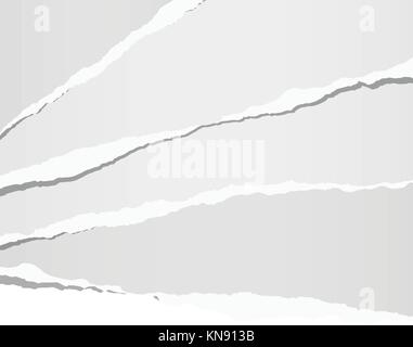 White horizontal ripped strips, note paper for text or message Stock Vector