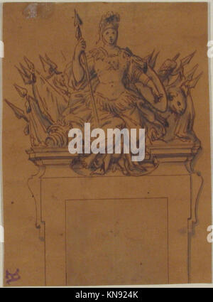 Design for an Overdoor or Chimney Piece with an Armorial Trophy and the Figure of Minerva MET 52.570.134 356113 Stock Photo