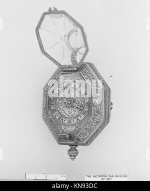 This clock-watch from the MET (39989, 194128) is an historical timekeeping object, illustrating design and function in antique clocks and watches. Stock Photo