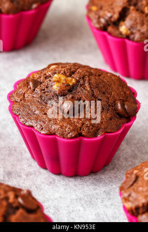 Homemade Chocolate Banana Muffins Stock Photo