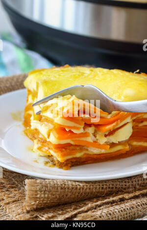 Sweet Potato Gratin made in Instant Pot Pressure Cooker Stock Photo