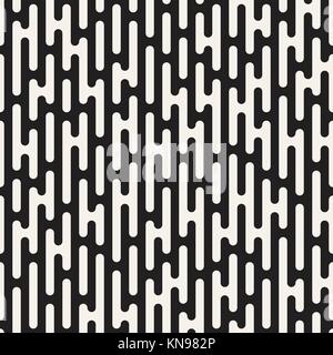 Vector seamless pattern with geometric spots. Monochrome random line streaks. Contrast repeating stylish background design Stock Vector