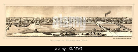 19th century view of Minneapolis, Minnesota Stock Photo