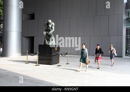 The Thinker by Auguste Rodin at the OUE Bayfront Office Complex in Singapore Stock Photo