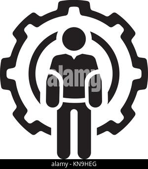 Technician Icon. Man and Cog Wheel. Engineering Symbol. Stock Vector