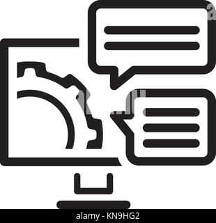 Engineering Solutions Icon. Gear and Computer. Development Symbol. Stock Vector