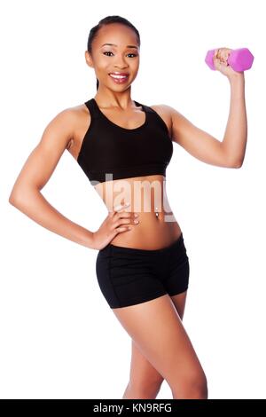 https://l450v.alamy.com/450v/kn9rfg/beautiful-healthy-happy-smiling-black-asian-woman-with-dumbbell-weight-kn9rfg.jpg