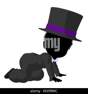 Little african ameircan top hat girl on a white background Stock Photo