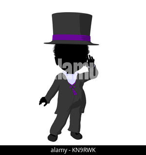 Little african ameircan top hat girl on a white background Stock Photo