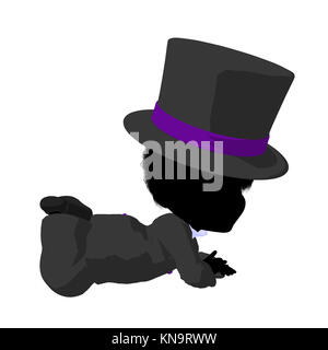 Little african ameircan top hat girl on a white background Stock Photo