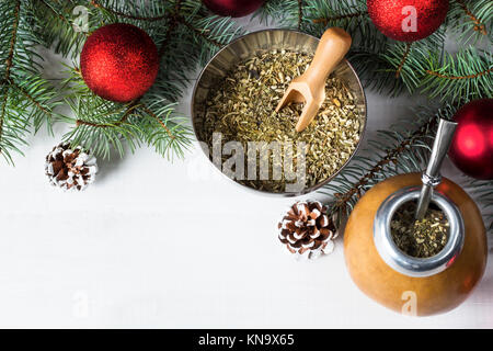 yerba mate Christmas background Stock Photo