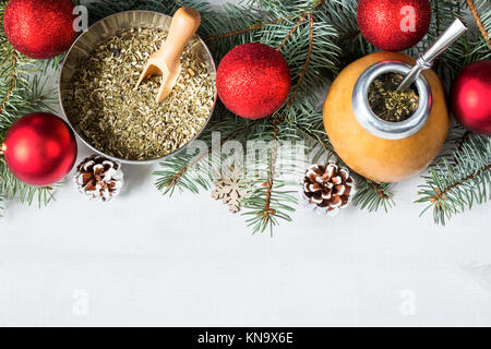 yerba mate Christmas background Stock Photo