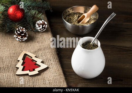 yerba mate Christmas background Stock Photo