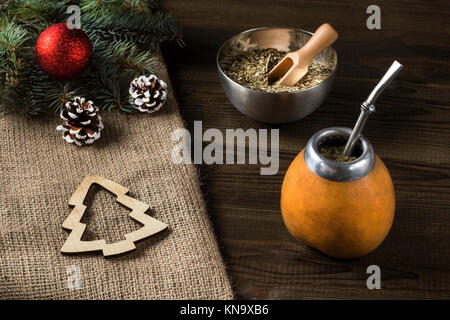 yerba mate Christmas background Stock Photo