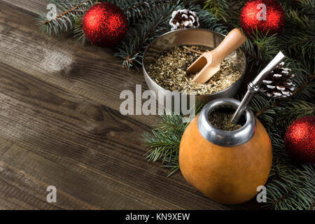 yerba mate Christmas background Stock Photo