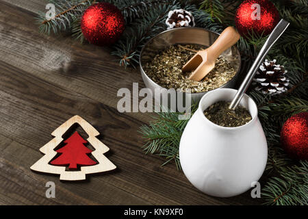 yerba mate Christmas background Stock Photo