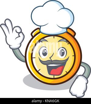 Chef chronometer character cartoon style Stock Vector