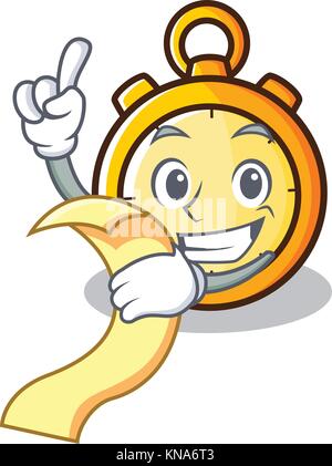 With menu chronometer character cartoon style Stock Vector