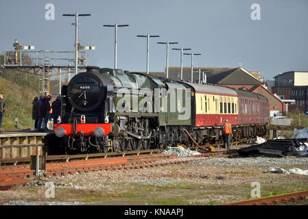 Royal Scot steam locomotive at Littlehampton station. Stock Photo