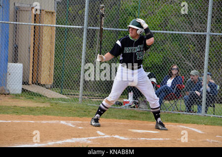 batter in a high school basebll game Stock Photo