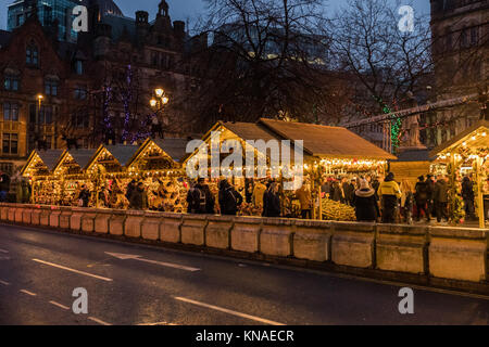 Shoppers And Revellers At Manchester Christmas Markets Around The City, Manchester, England, UK Stock Photo