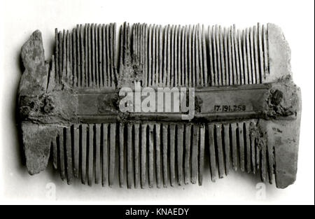 Double-Sided Comb MET sf17-191-258s1 464963 Frankish, Double-Sided Comb, 7th century, Ivory, Overall: 4 x 2 5/16 x 3/8 in. (10.2 x 5.9 x 0.9 cm). The Metropolitan Museum of Art, New York. Gift of J. Pierpont Morgan, 1917 (17.191.258) Stock Photo