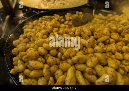 Hot Food Being Served At Manchester Christmas Markets Around The City, Manchester, England, UK Stock Photo