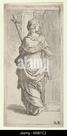 Girl carrying a crucifix and stepping toward a pilaster, seen from behind MET DP837812 397917 Stock Photo