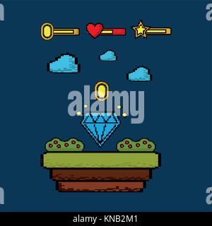 video games diamond coin level design Stock Vector