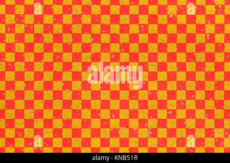 Japanese red gold checkered pattern paper texture background Stock Photo