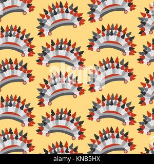 headwear native american with feathers seamless pattern Stock Vector