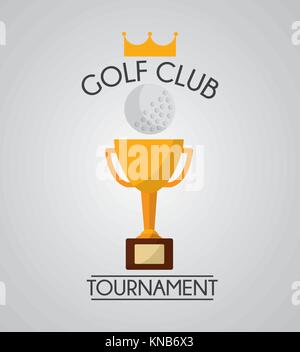 golf club tournament ball and trophy winner Stock Vector