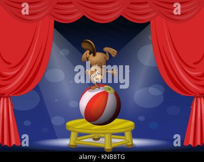 Illustration of a beaver performing in the circus Stock Vector