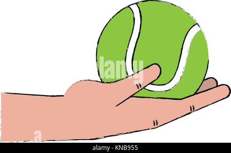 Hand holding tennis ball Stock Vector