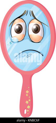 illustration of a mirror with face on a white background Stock Vector