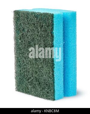 Sponge to wash dishes vertically isolated on white background.