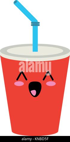 Soda in palstic cup cute kawaii cartoon Stock Vector