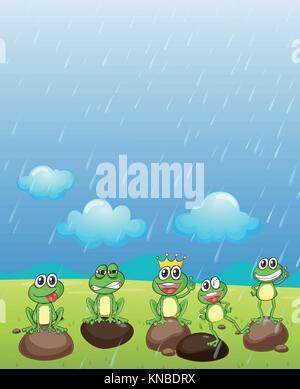 Illustration of a frog prince and his friends Stock Vector
