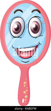 illustration of a mirror with face on a white background Stock Vector