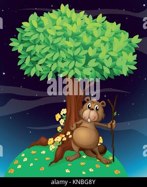 Beaver Comics Tree Cartoon beaver face with big teeth smiling on a white background Stock ...