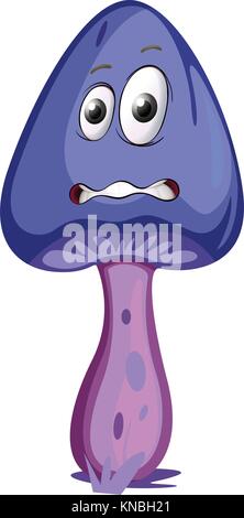 illustration of a mushroom with a face on a white background Stock Vector