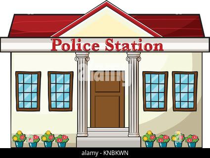 Illustration of a police station on a white background Stock Vector