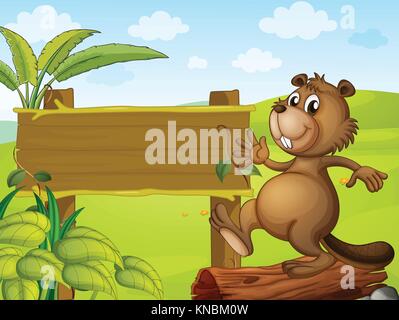 Illustration of a beaver and the signboard Stock Vector Image & Art - Alamy