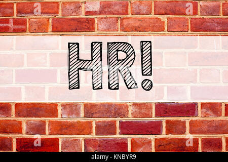 Conceptual announcement text caption inspiration showing HR Human resource. Business concept for Personnel Staff Forces written on old brick backgroun Stock Photo