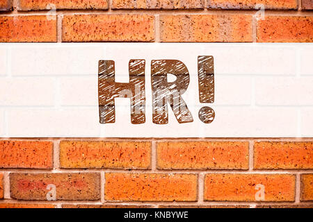 Conceptual announcement text caption inspiration showing HR Human resource. Business concept for Personnel Staff Forces written on old brick backgroun Stock Photo